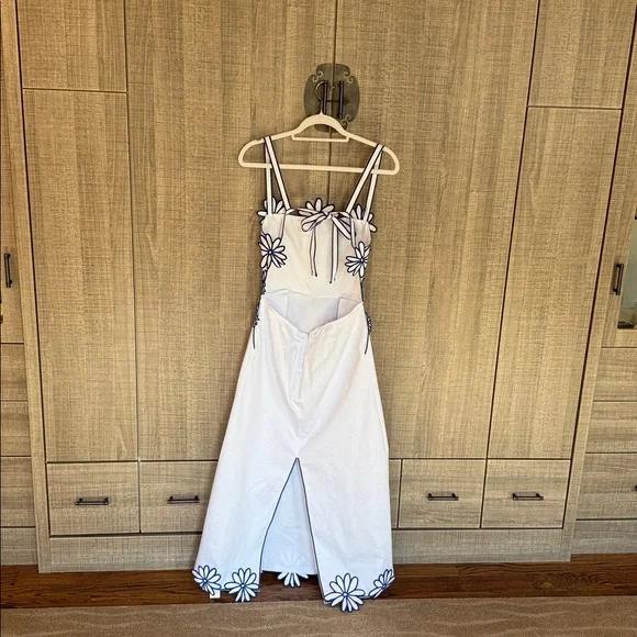 Commense Semi-Sheer Floral Embroidery Back Bow Maxi Dress - Picture 4 of 17